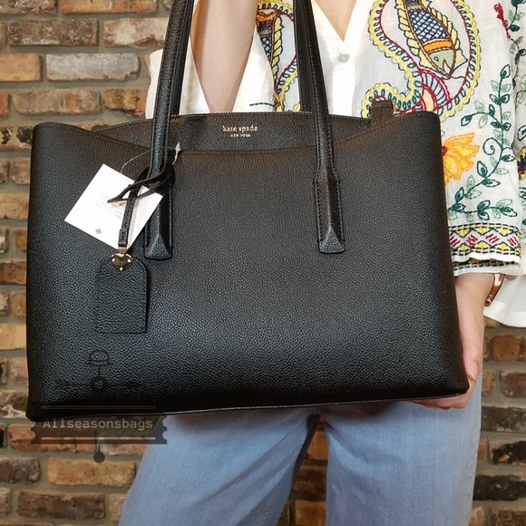 kate spade Bags Kate Spade Margaux Leather Work Tote Black Laptop